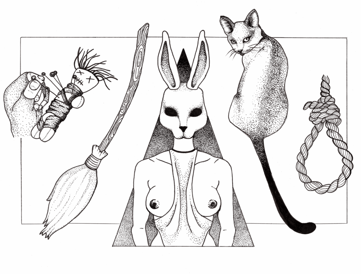 Creepy fine line tattoo flash by Basic Urban Witch Tattoos in Fort Collins Colorado.