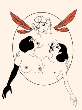 Lesbian fairy tattoo flash by Basic Urban Witch Tattoos in Fort Collins Colorado.