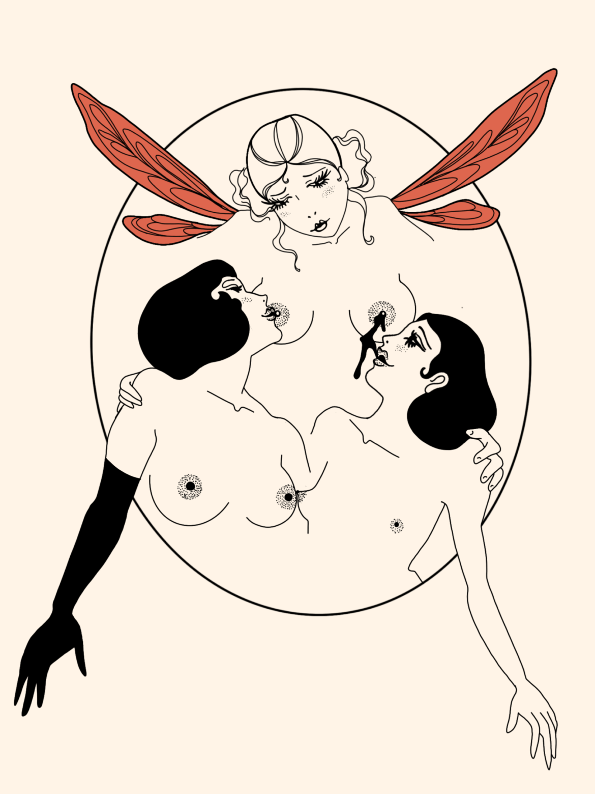 Lesbian fairy tattoo flash by Basic Urban Witch Tattoos in Fort Collins Colorado.