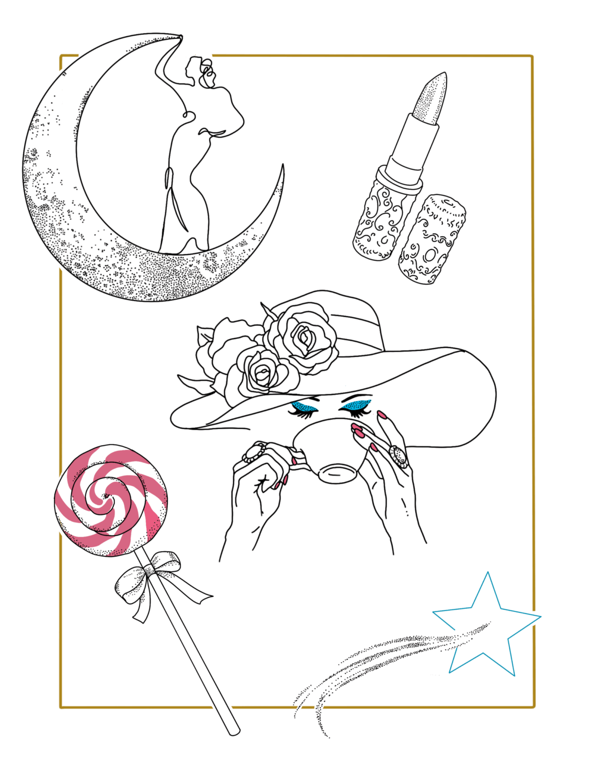 Feminine fine line tattoo flash by Basic Urban Witch Tattoos in Fort Collins Colorado.